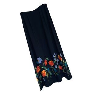 Laura Ashley Black Maxi Skirt with Floral Accents